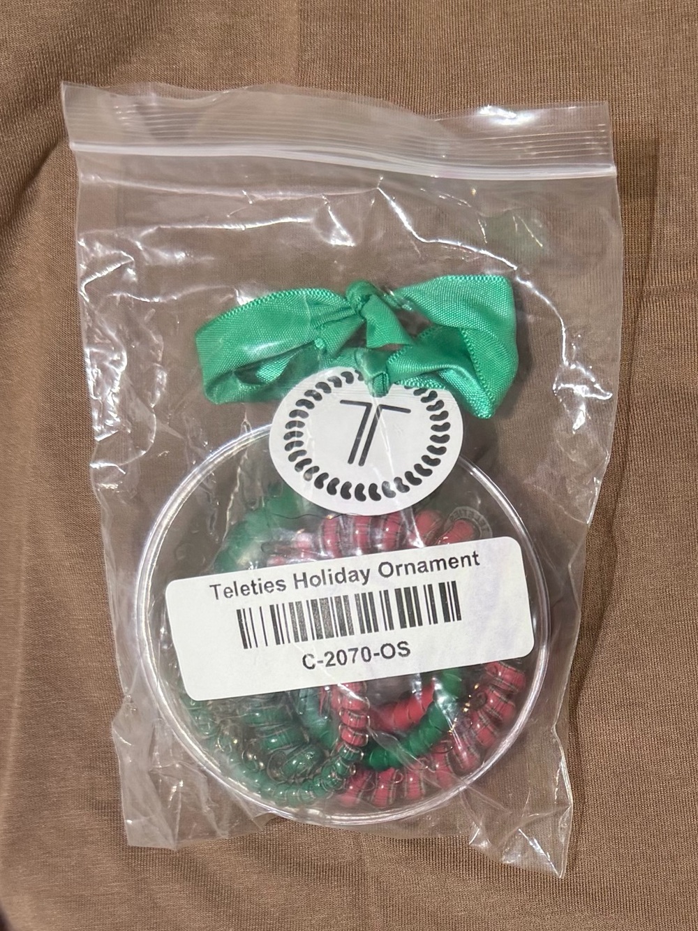 NEW with Tags: Teleties Holiday Hair Ornament - Green & Red - Unopened